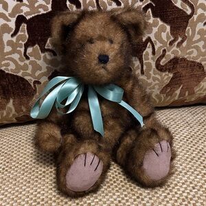 Boyds Bears Brown Plush with Teal Ribbon